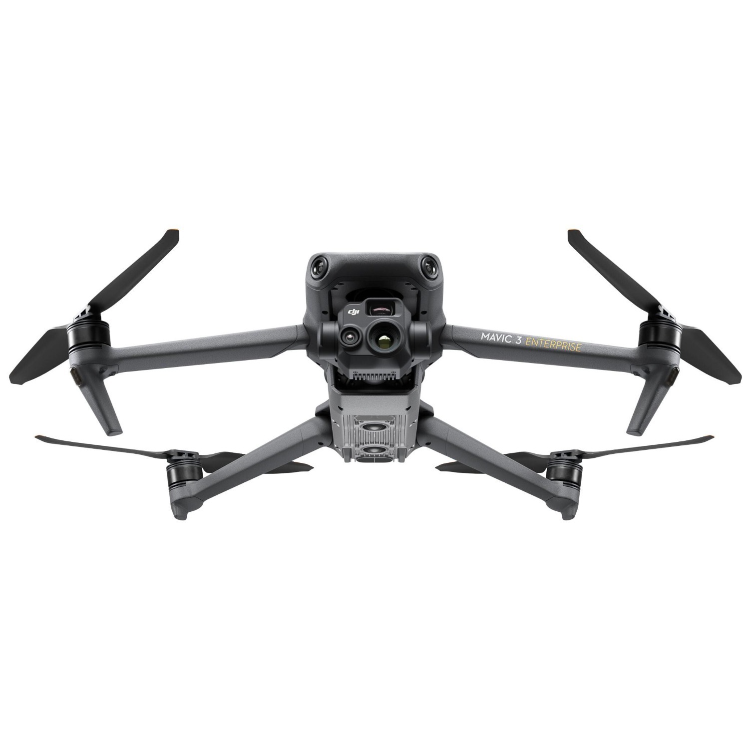Дрон DJI Mavic 3 Enterprise с разложенными лучами и камерой на подвесе на белом фоне